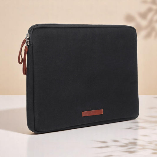 Twin-Zip Canvas Leather Laptop Sleeve