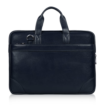 Stylish Blue Slim Leather Laptop Bag