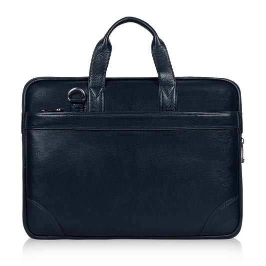 Stylish Blue Slim Leather Laptop Bag