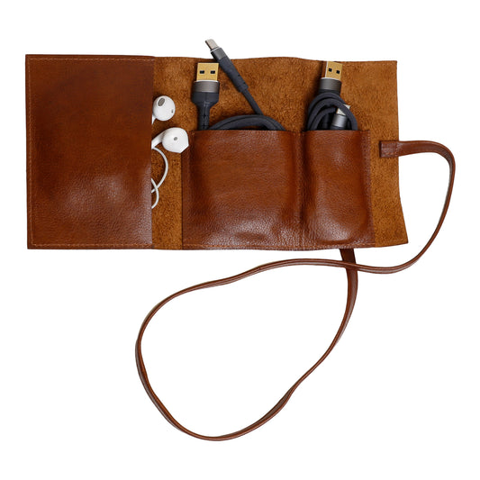 Elegant Leather Travel Essentials Pouch