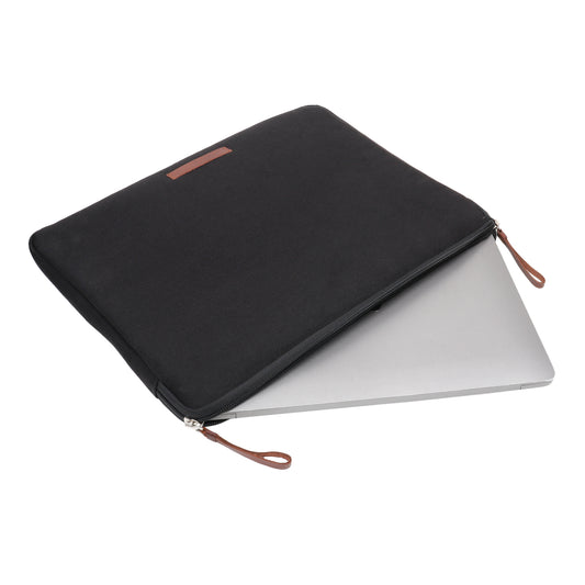 Twin-Zip Canvas Leather Laptop Sleeve