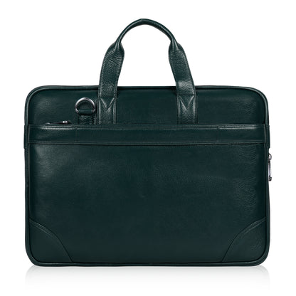 Stylish Green Slim Leather Laptop Bag