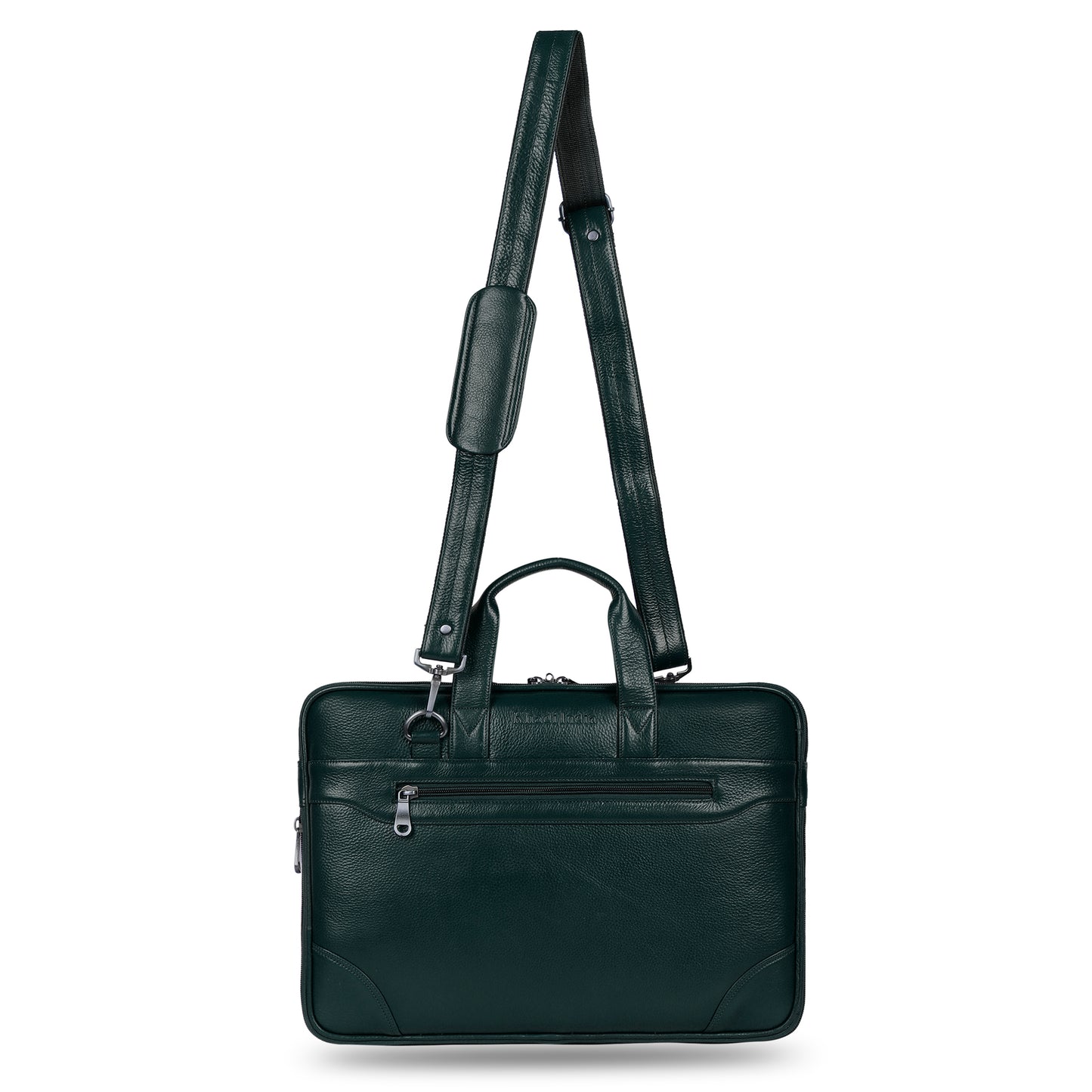 Stylish Green Slim Leather Laptop Bag