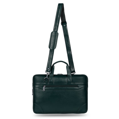 Stylish Green Slim Leather Laptop Bag