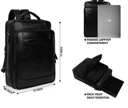 Dynamic Black Textured Leather Haversack Backpack