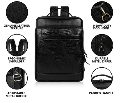 Dynamic Black Textured Leather Haversack Backpack