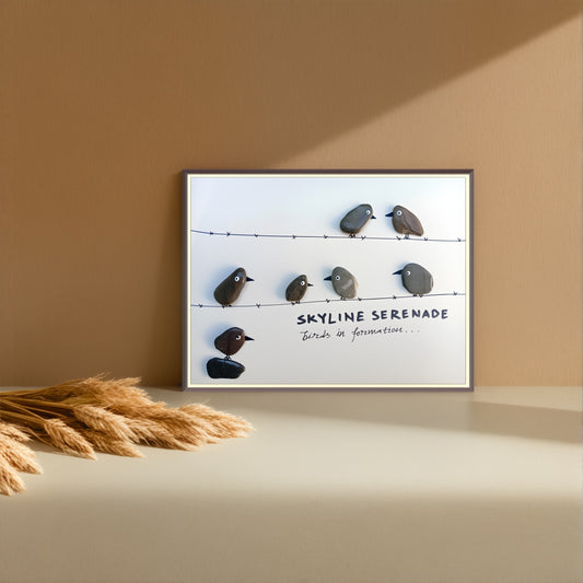 Skyline Serenade Pebble Art