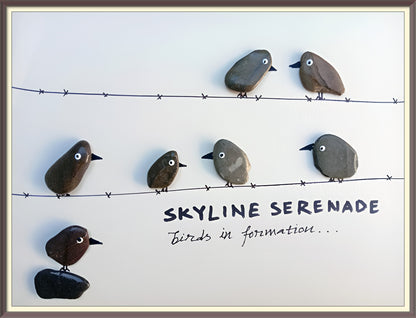 Skyline Serenade Pebble Art
