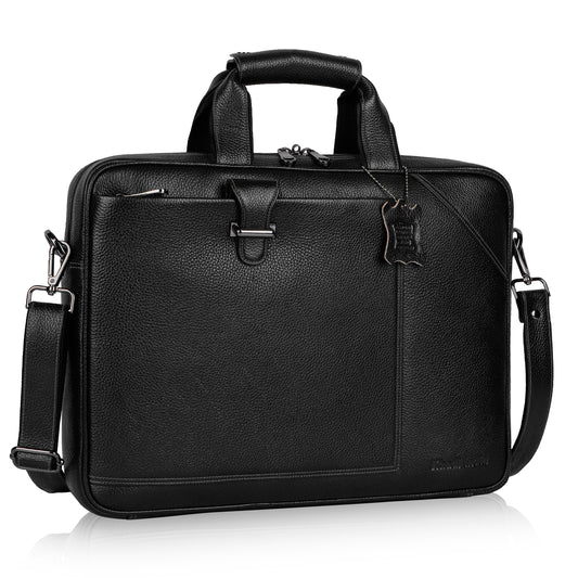Robust Black Loop Leather Laptop Bag