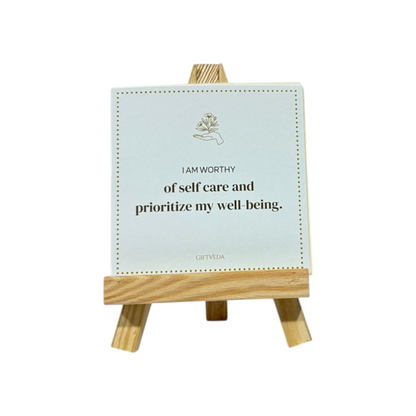 Affirmation Cards with Triangular Wooden Easel