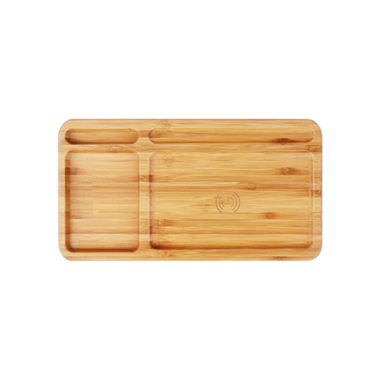 Bamboo Desk Organiser with Wireless Charger