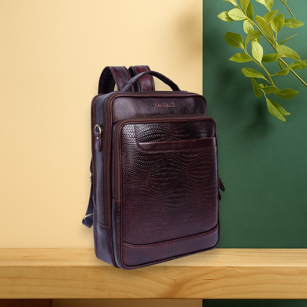 Heritage Brown Textured Leather Haversack Backpack