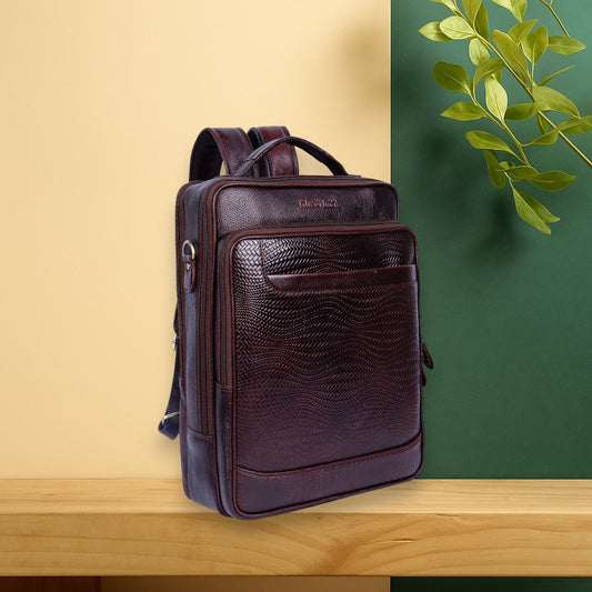 Heritage Brown Textured Leather Haversack Backpack
