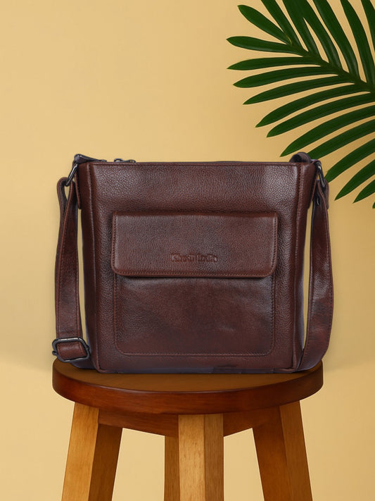 Versatile Brown Leather Sling Bag