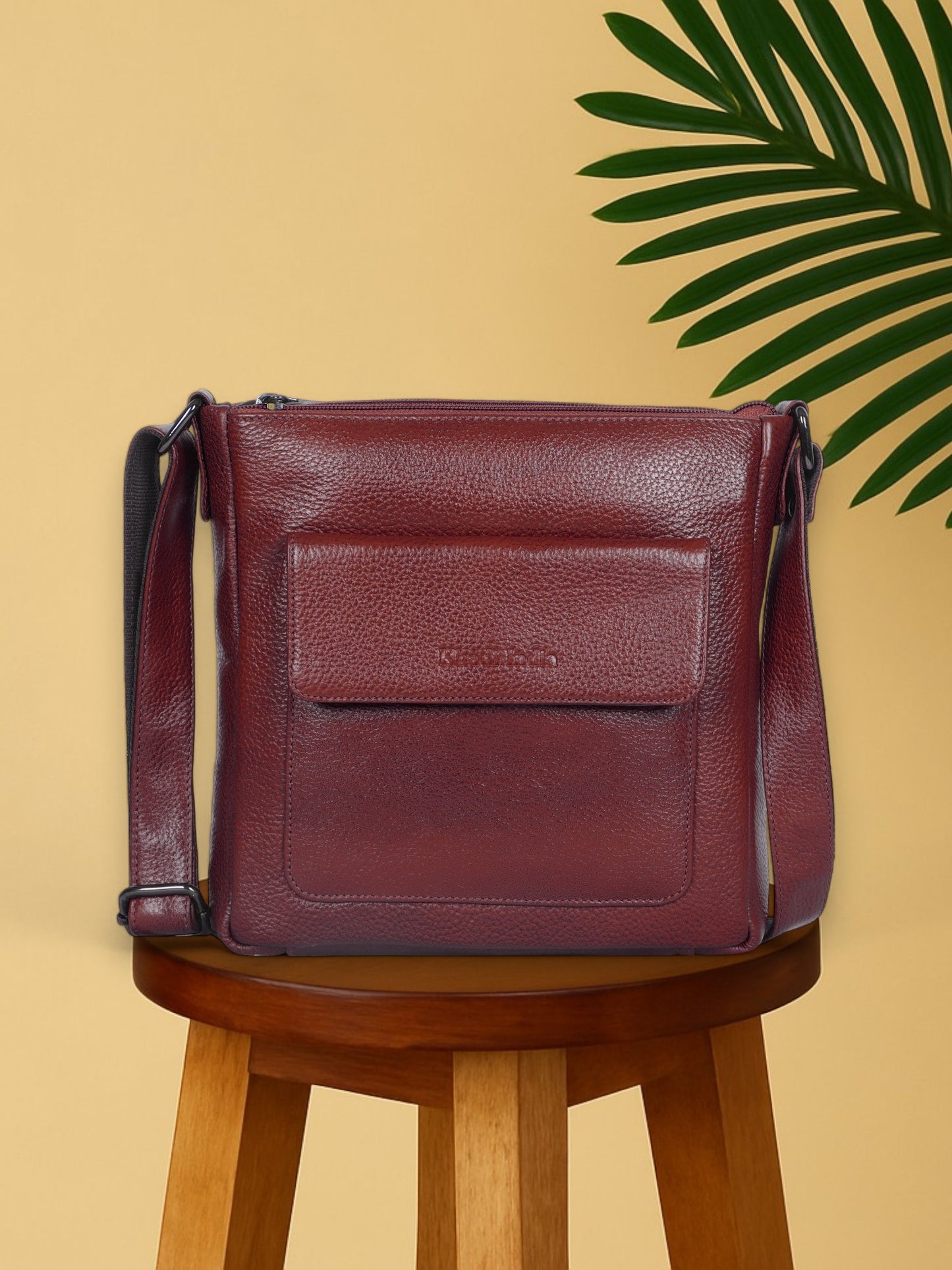 Premium Maroon Leather Sling Bag