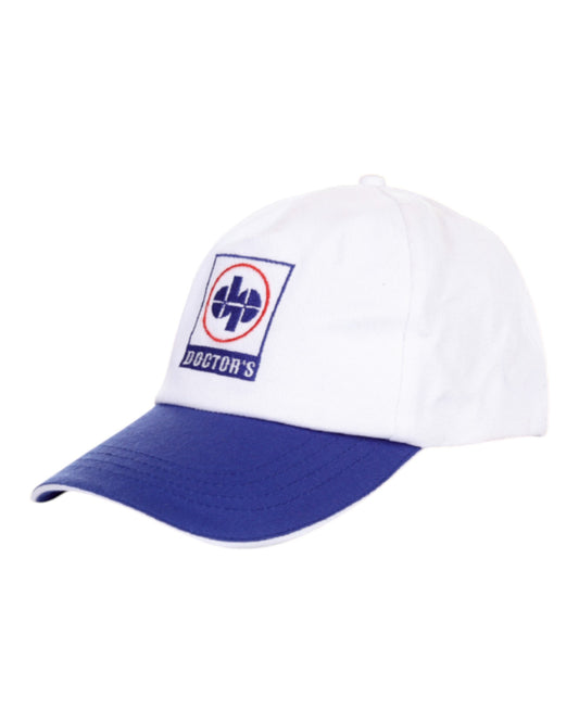 White & Blue Cotton Twill Cap