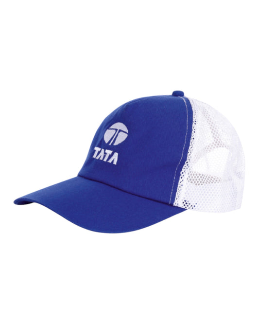 White & Blue Cotton Twill Cap