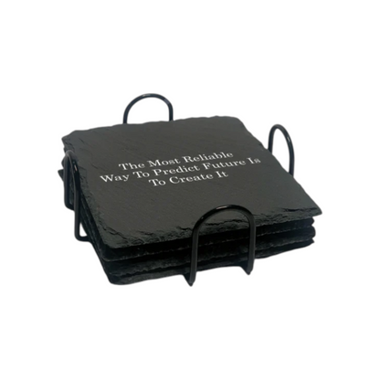 Square Stone Slate Coaster Set
