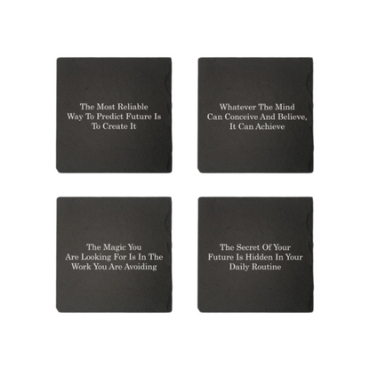 Square Stone Slate Coaster Set