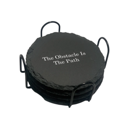 Round Stone Slate Coaster Set
