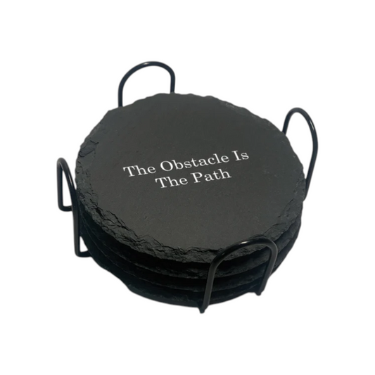 Round Stone Slate Coaster Set
