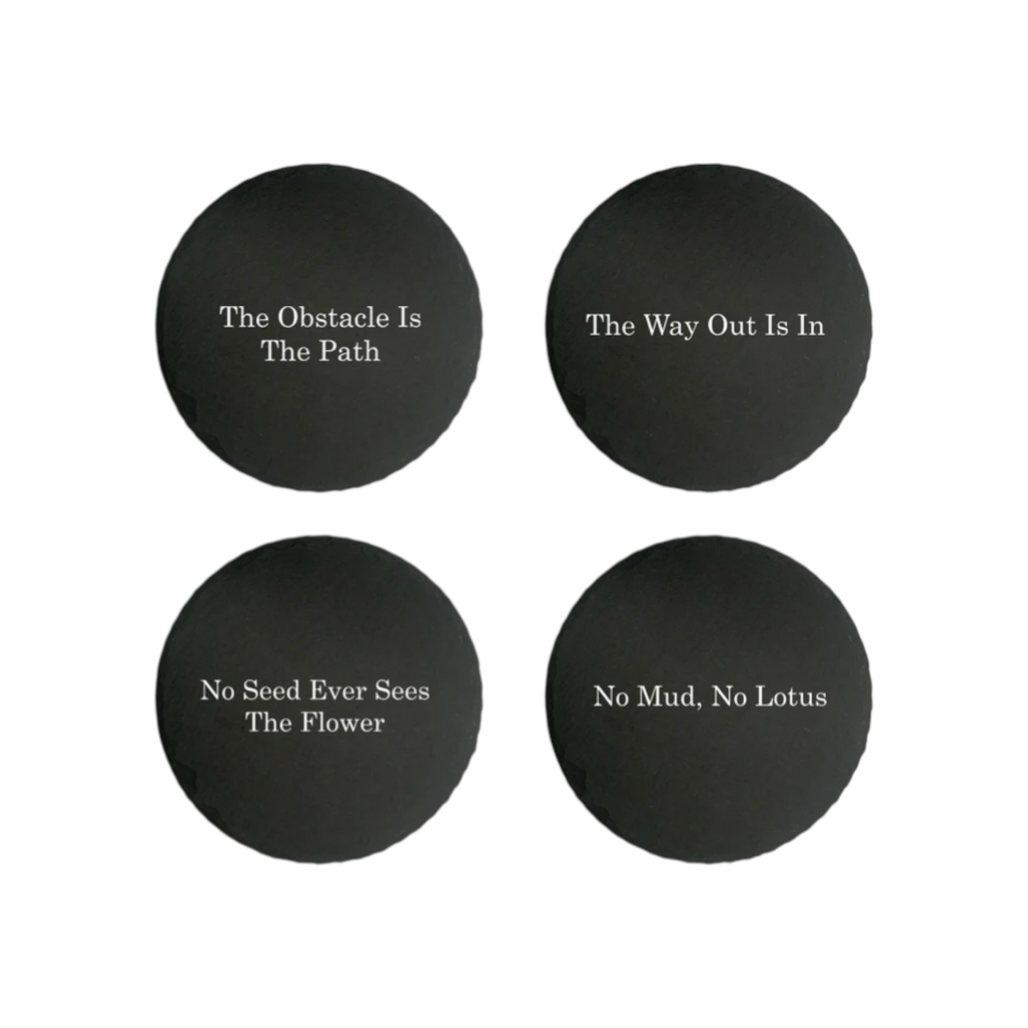 Round Stone Slate Coaster Set