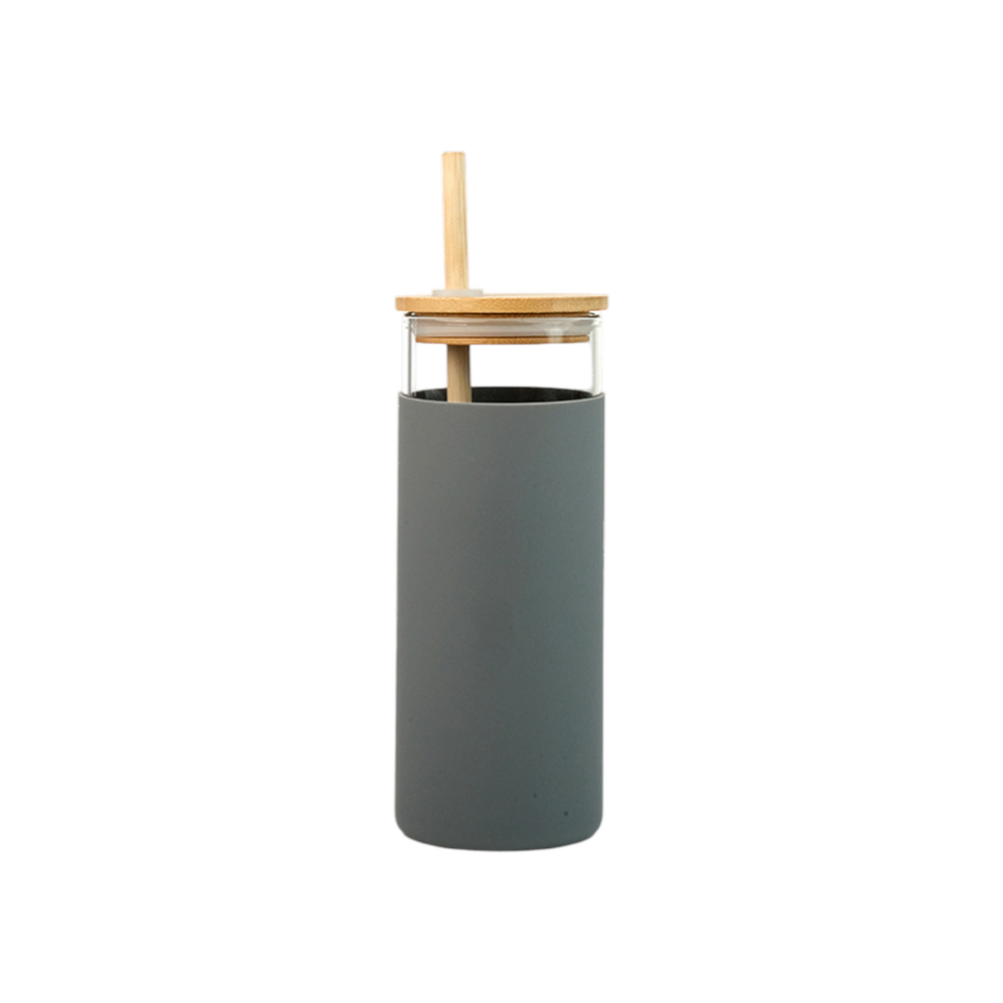 Glass Bottle with Silicone Cover and Bamboo Cap