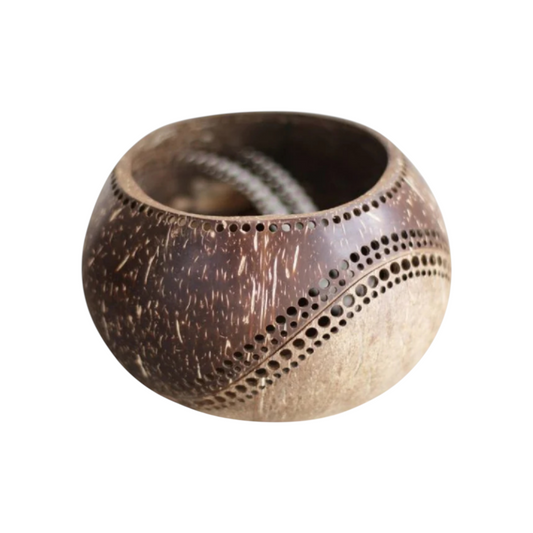 Hand Carved Coconut Shell Candle Holder