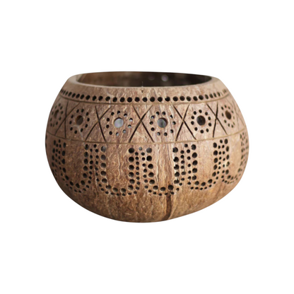 Hand Carved Coconut Shell Candle Holder
