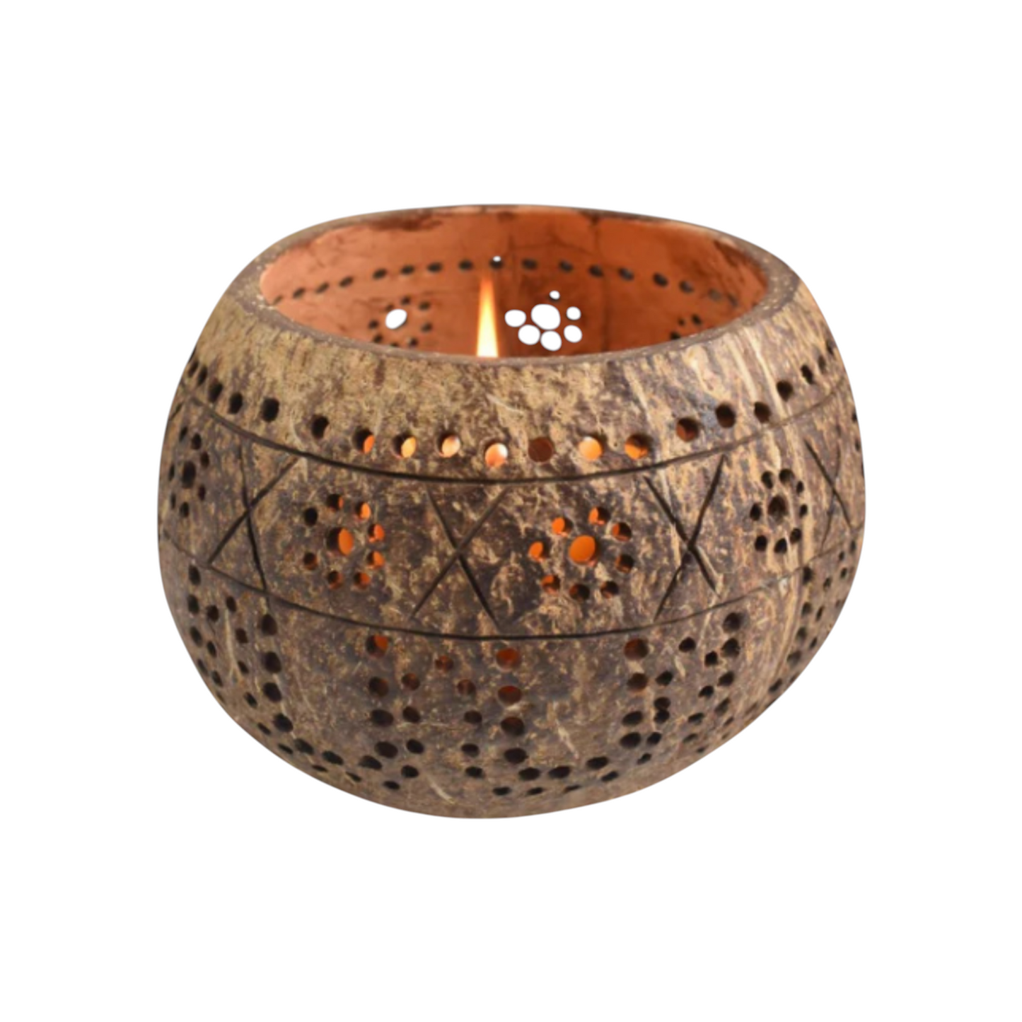 Hand Carved Coconut Shell Candle Holder