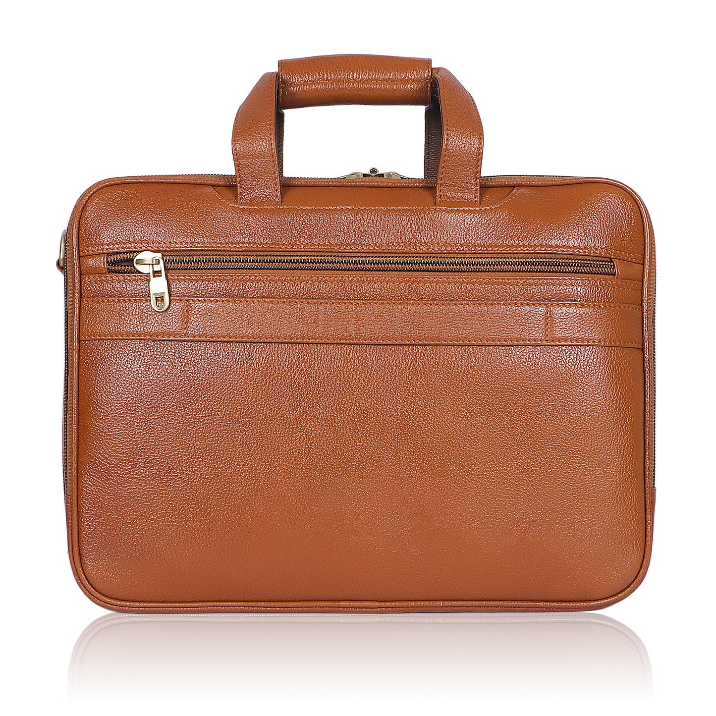 Discrete Tan Leather Laptop Bag
