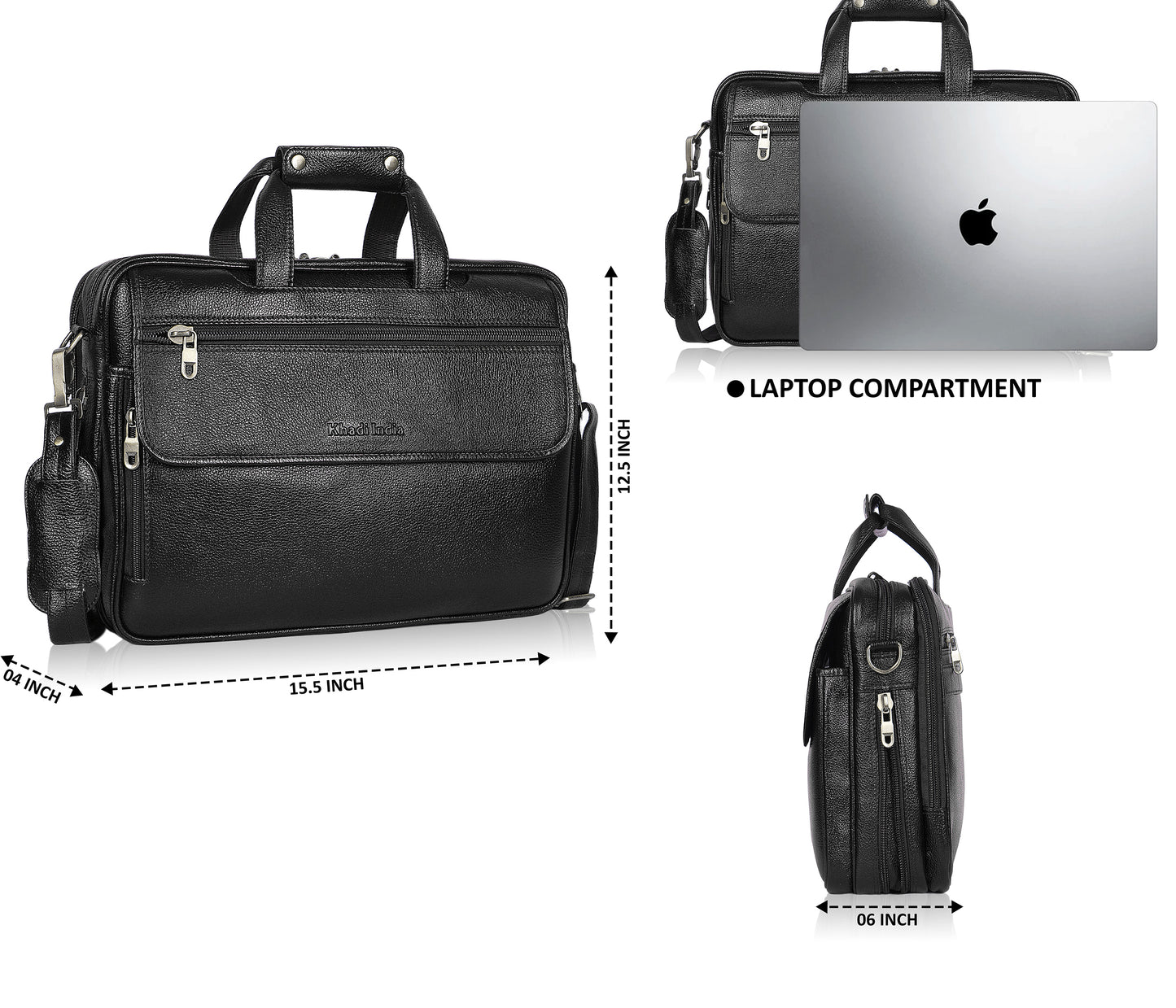 Timeless Black Leather Laptop Bag