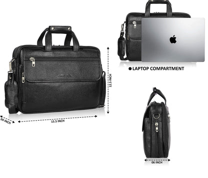 Timeless Black Leather Laptop Bag