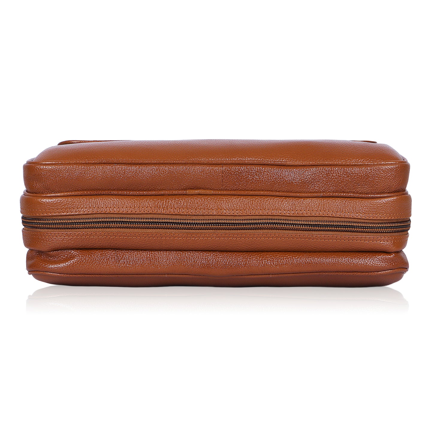 Discrete Tan Leather Laptop Bag