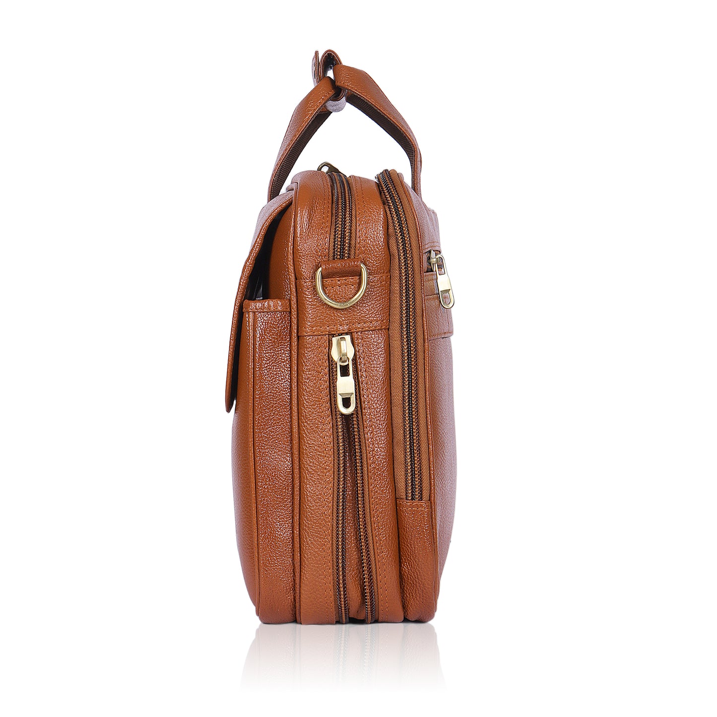 Discrete Tan Leather Laptop Bag
