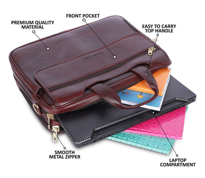 Modern Maroon Leather Laptop Bag