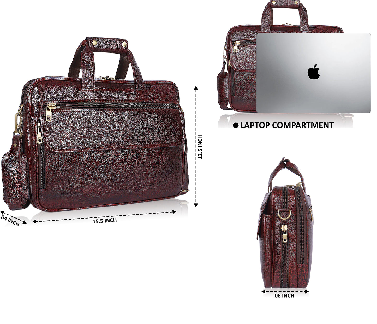 Modern Maroon Leather Laptop Bag