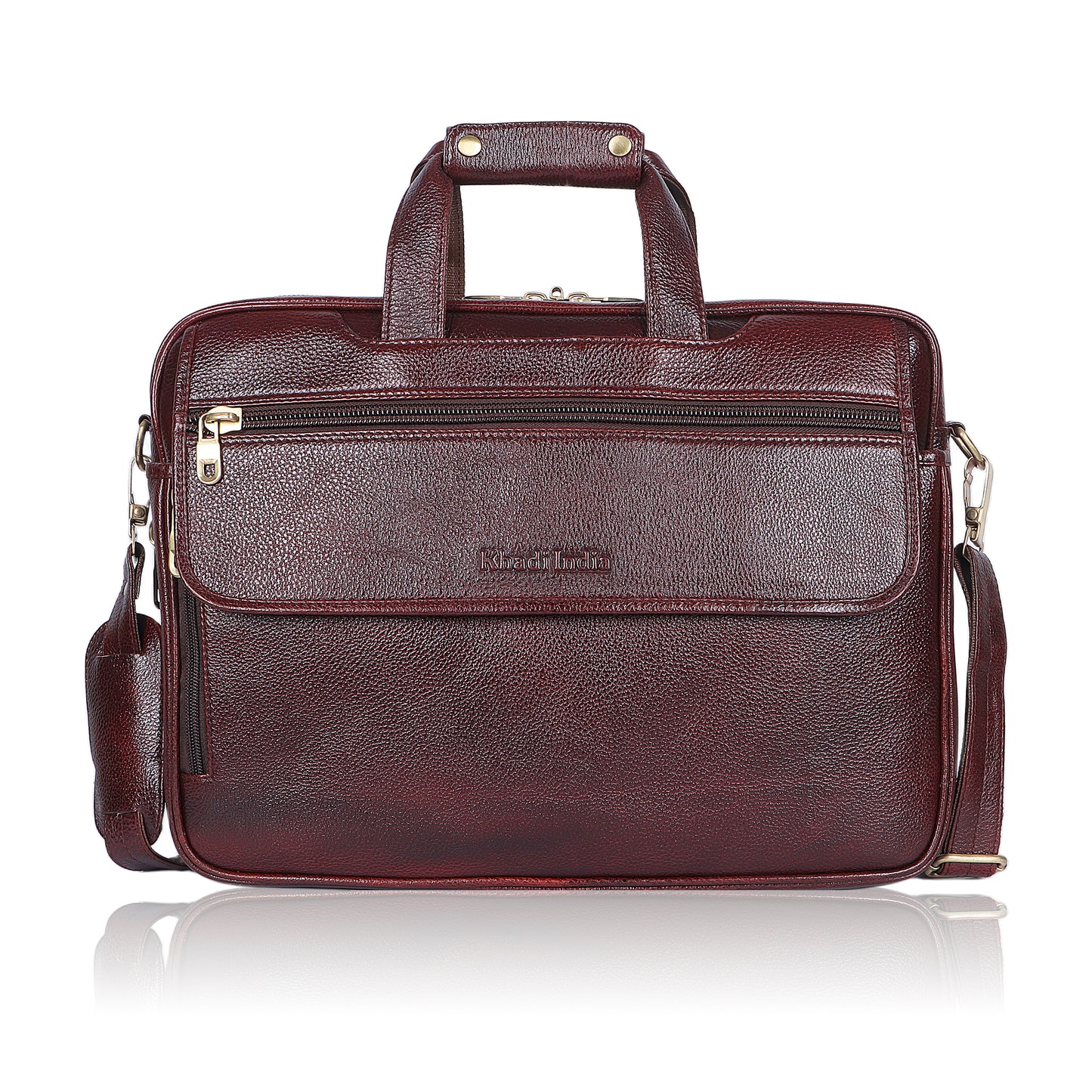 Modern Maroon Leather Laptop Bag