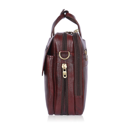 Modern Maroon Leather Laptop Bag