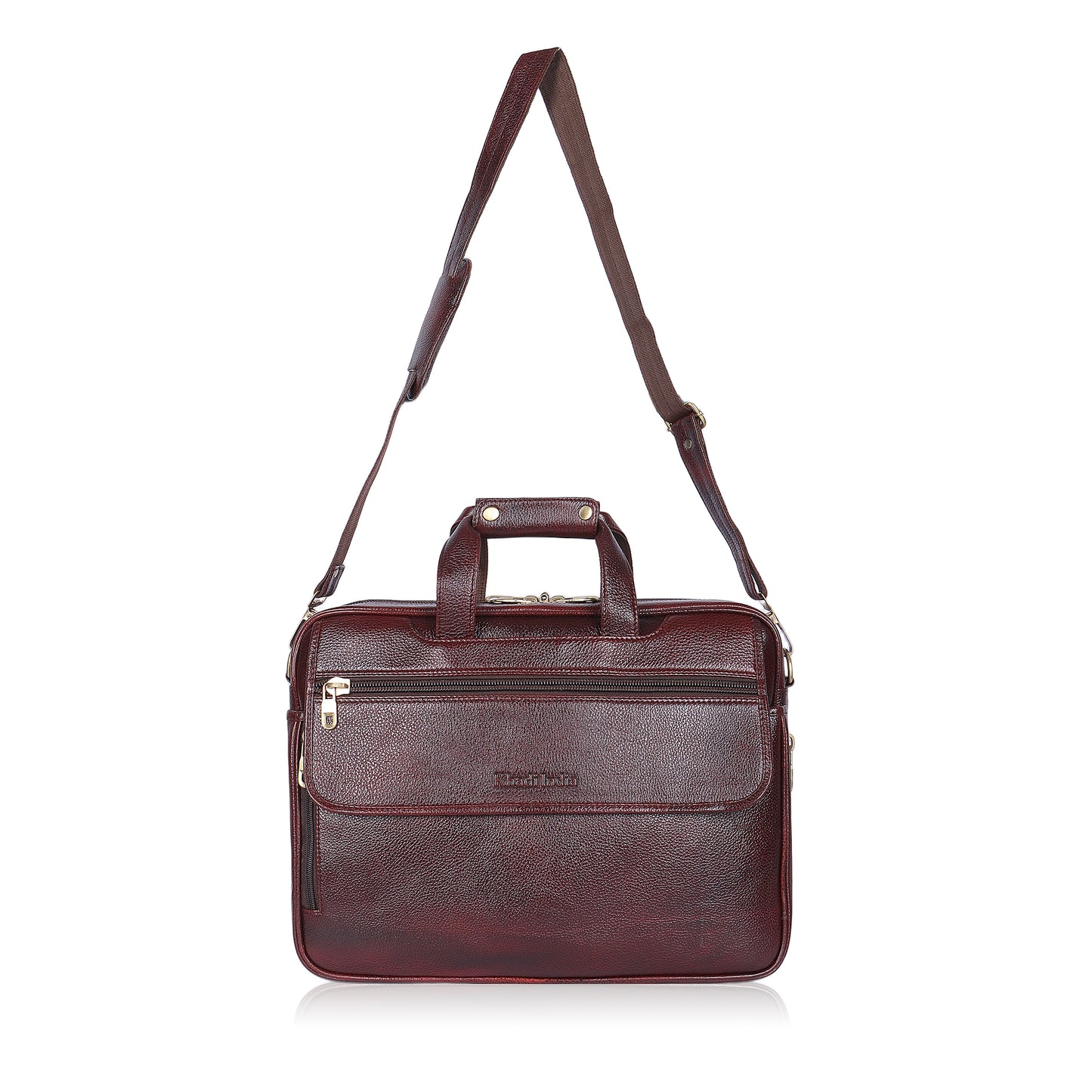 Modern Maroon Leather Laptop Bag