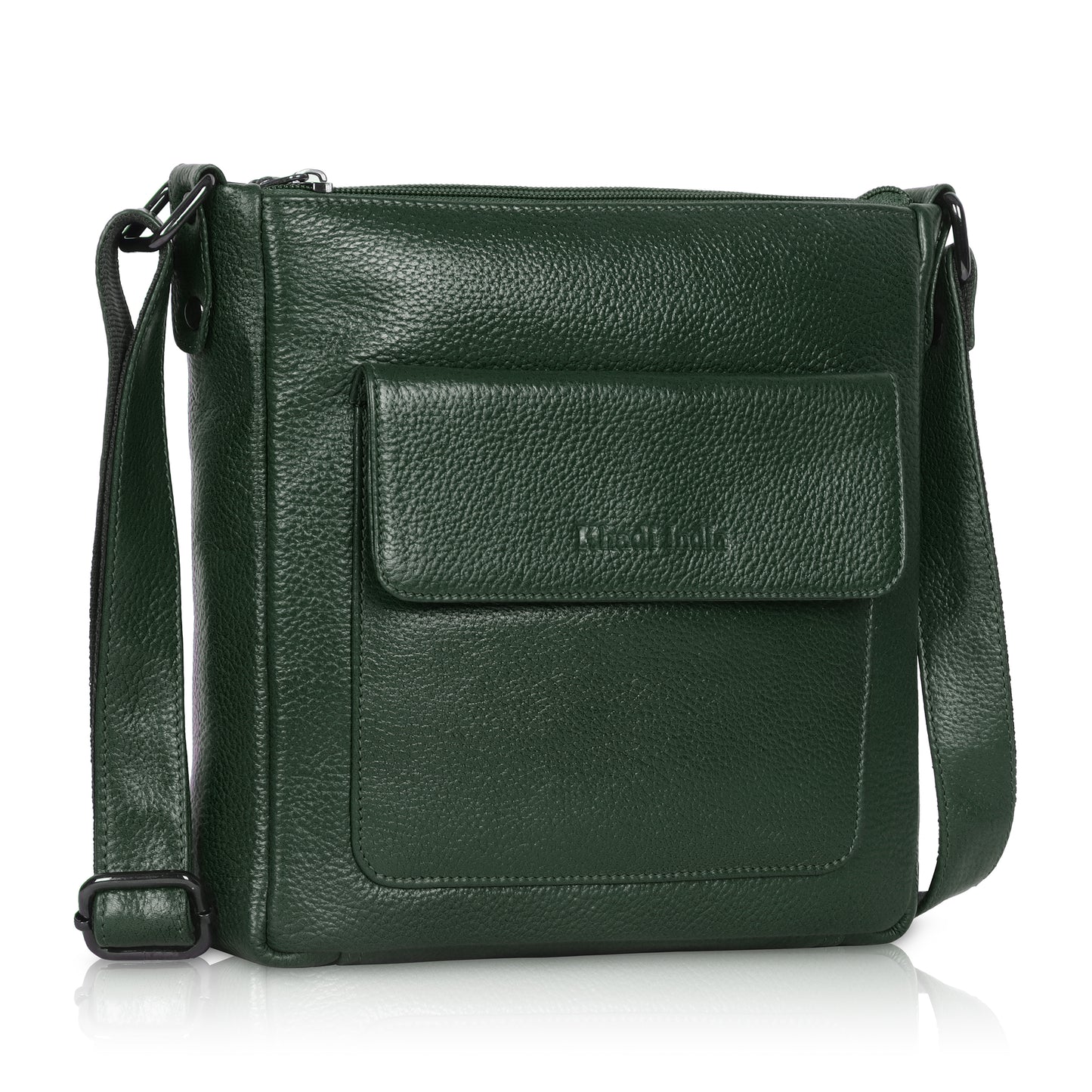 Refined Green Leather Sling Bag