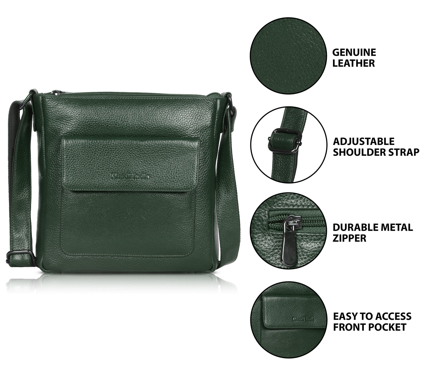 Refined Green Leather Sling Bag