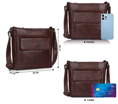 Versatile Brown Leather Sling Bag