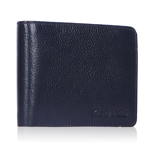 Compact Blue Leather Wallet for Men