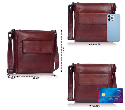 Premium Maroon Leather Sling Bag