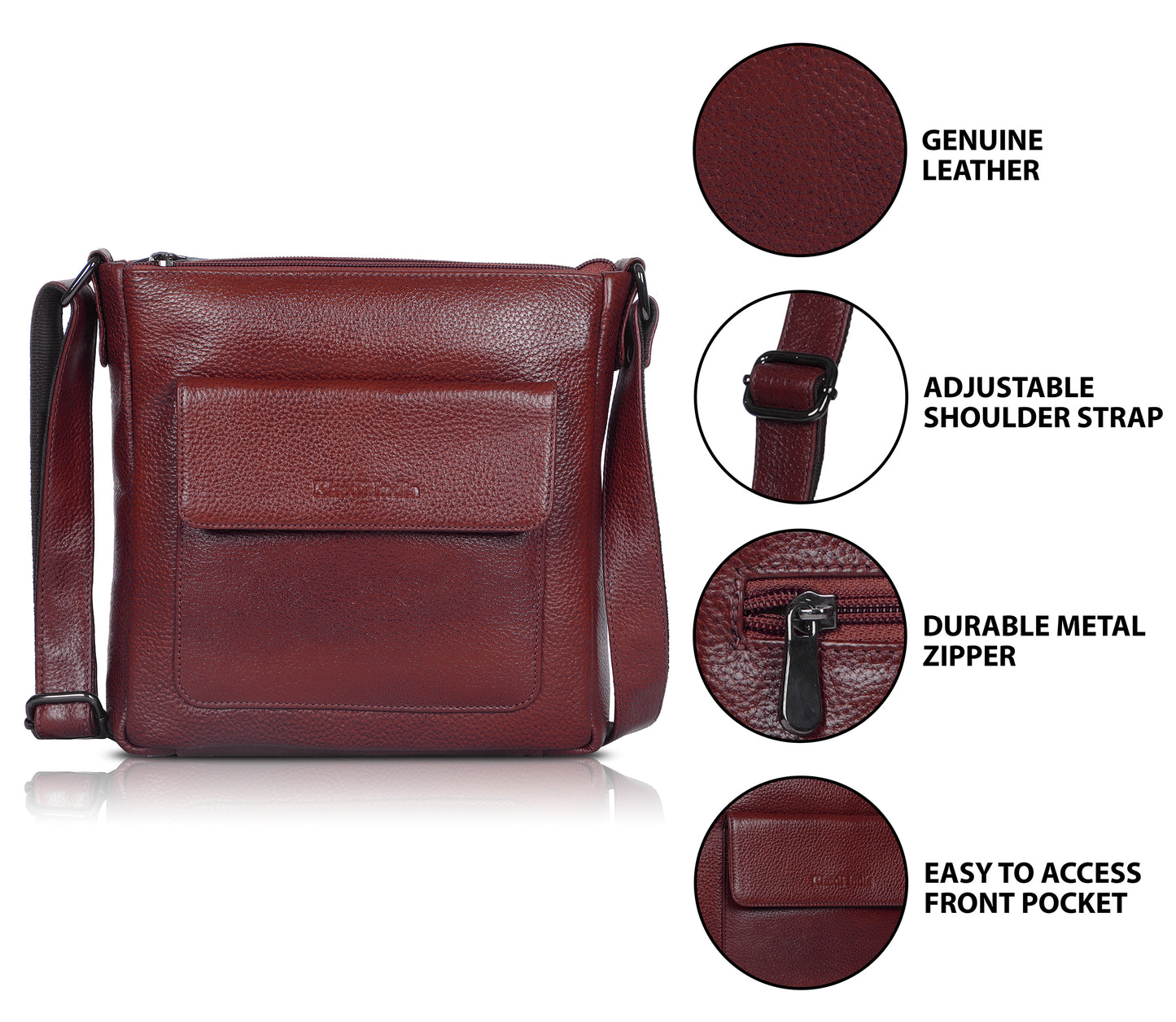 Premium Maroon Leather Sling Bag