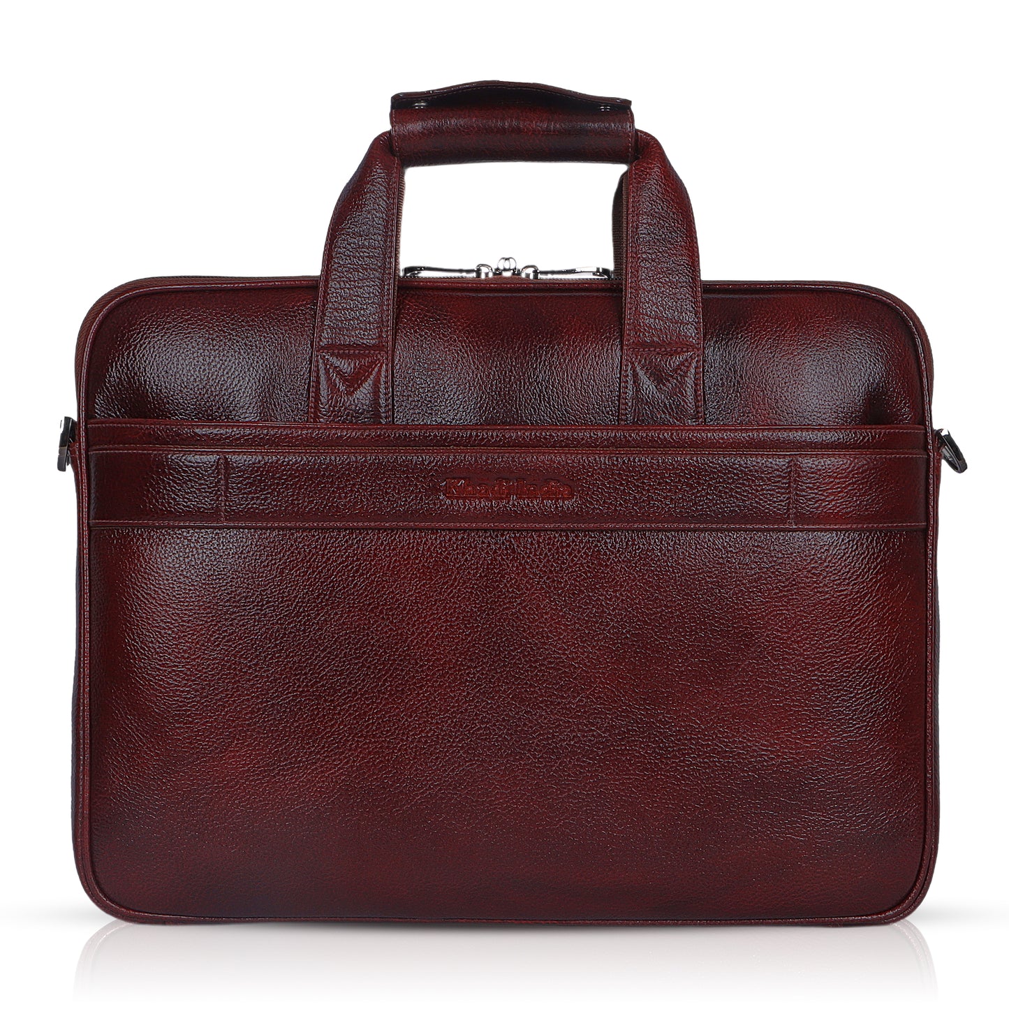 Vivid Maroon Lining Leather Laptop Bag
