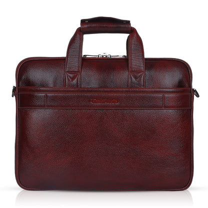 Vivid Maroon Lining Leather Laptop Bag