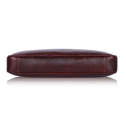 Vivid Maroon Lining Leather Laptop Bag