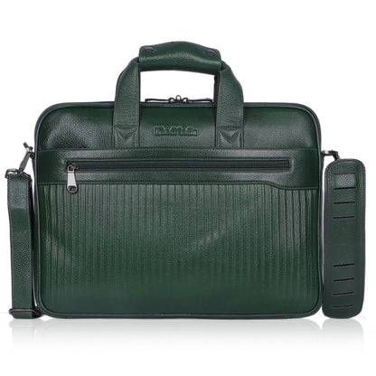 Vibrant Green Lining Leather Laptop Bag